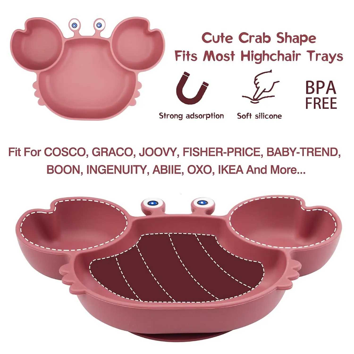Baby Bowls Plates Fork Spoon Set Silicone Suction Feeding Food Tableware BPA Free Non-Slip Baby Dishes Crab Food Feeding Bowl X250806