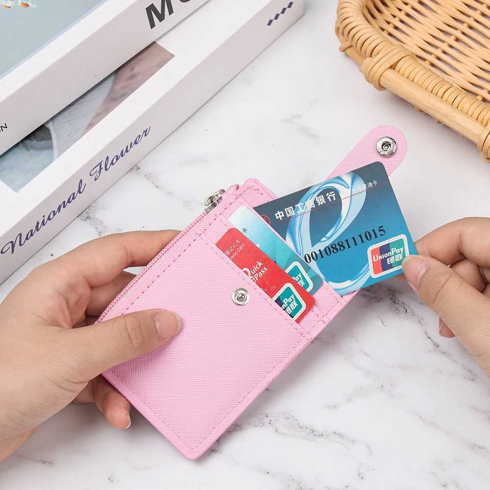 Fashion PU Leather Business ID Card Credit Badge Holder Women Girls Coin Purse Wallet Keychain Portable Mini Wallet with Keyring XJ250806