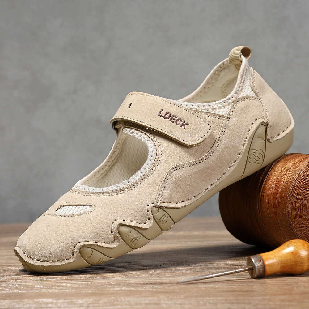 Hot Selling Plus Size Genuine Leather Women's Outdoor Casual Summer Sports Velcro Single Shoes