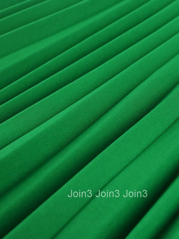 Women Pleated Midi Dresses Short Sleeve Ruffles Elegant Green Yellow A Line Spring Summer Chic Fashion Gown Party Birthday Robes