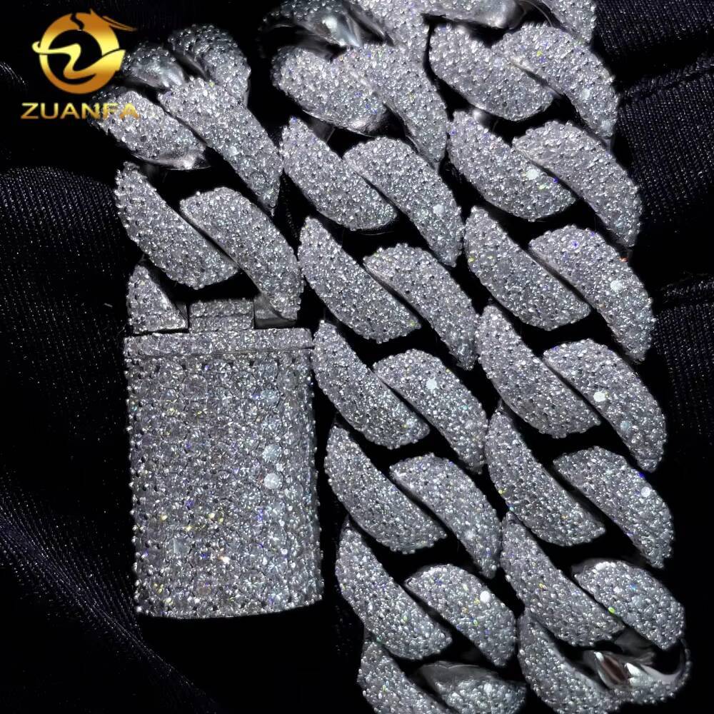 Promotion 3 Rows Moissanite 16MM Hip Hop Men Jewelry Necklace Iced Out Solid 925 Silver Miami Cuban Link Chain