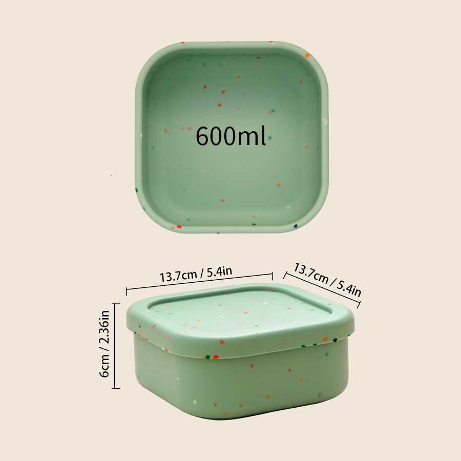 1PCS Silicone Feeding Bowl With Lid Kids Dishes Plate BPA Free Reusable Silicone Lunch Box Microwaveable Lunch Box Baby Supplies X250806