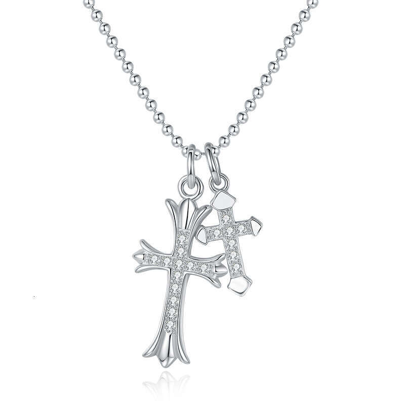 Iced Out VVS Pendant Hip-Hop Korean Style Cross Clavicle Chain D Color Moissanite Necklace