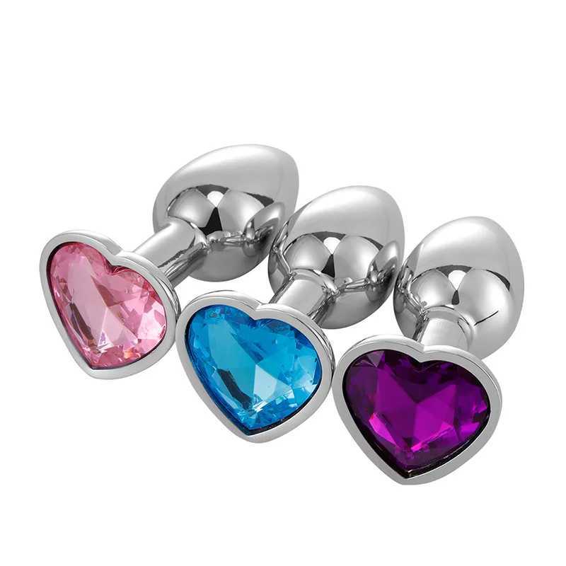 5 Sizes Stainless Steel Crystal Anal Plug Heart Removable Butt Plug Stimulator Anal Sex Toys Prostate Massager Dildos XJ250806