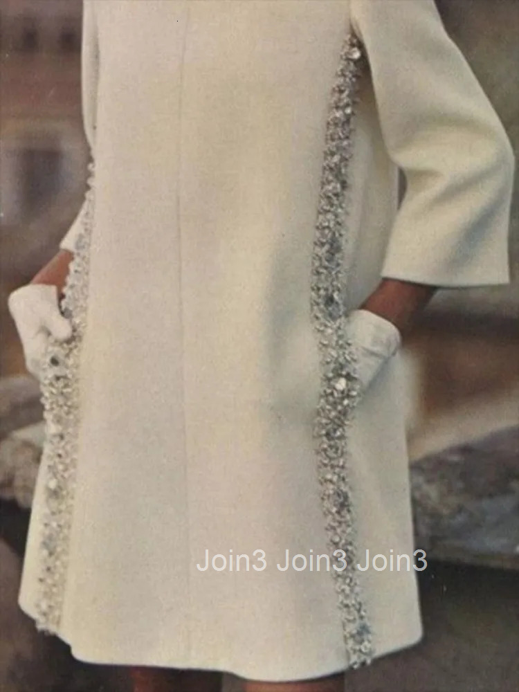 Summer Dresses Woman Sequined Mini Dress plus Fashion Loose Zipper Pocket Round-neck White Adult Costume Female