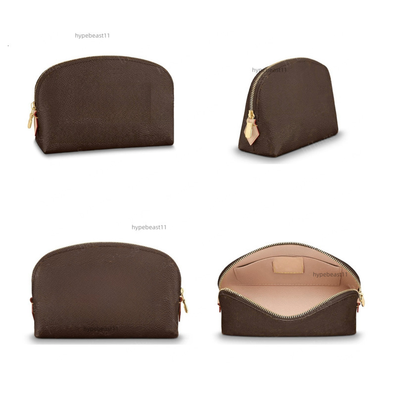 2025 Designer Cosmetic Bag Make Up Pouch Zippy Bags Makeup Cases Women Brown Flower Leather Toiletry