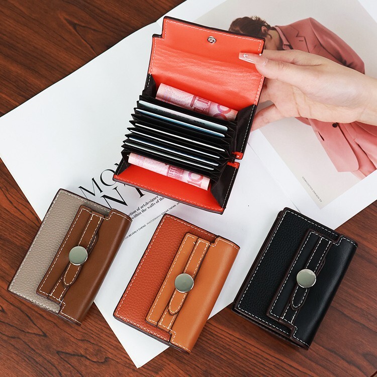 New Compact Internet Celebrity Coin Multi-Card Slot High-End Accordion Card Holder Women Wallet
