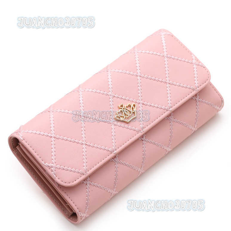 New Womens Wallet Long Multifunctional Diamond Crown Embroidered Three Fold Wallet for Women with Large Capacity Mobile Phone Bag H250806