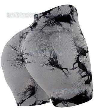 Seamless Peach Yoga Tight Shorts for Women Tie-dye Printed High Waist Hip-lifting Sports Running Fitness Shorts H250806