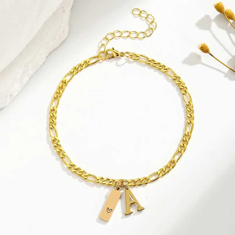 Stainless Steel Gold Plated Initial Letter Ankle For Women Figaro Chain Anklet Summer Jewelry Y250805
