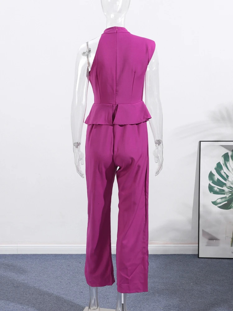 Womens Jumpsuit Solid Halter Waist Cinching Sleeveless Pockets Wide Leg Bodysuit Lady One Piece Summer Lady Streetwears 250804