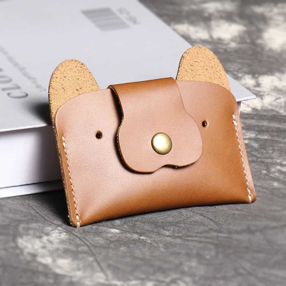 LUOKIR Creative Leather Cartoon Puppy Small Amount of Cash Bag Top Layer Cowhide ID Card Holder Cute Small Card Bag XJ250806