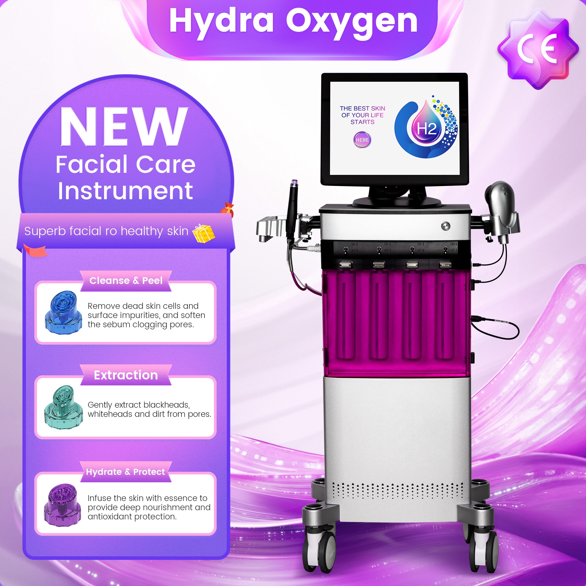 Hydra Skin Care Machine Deep Hydration and Cleansing, Intelligent Skin Management, Firming and Rejuvenation, High-End Beauty Equipment
