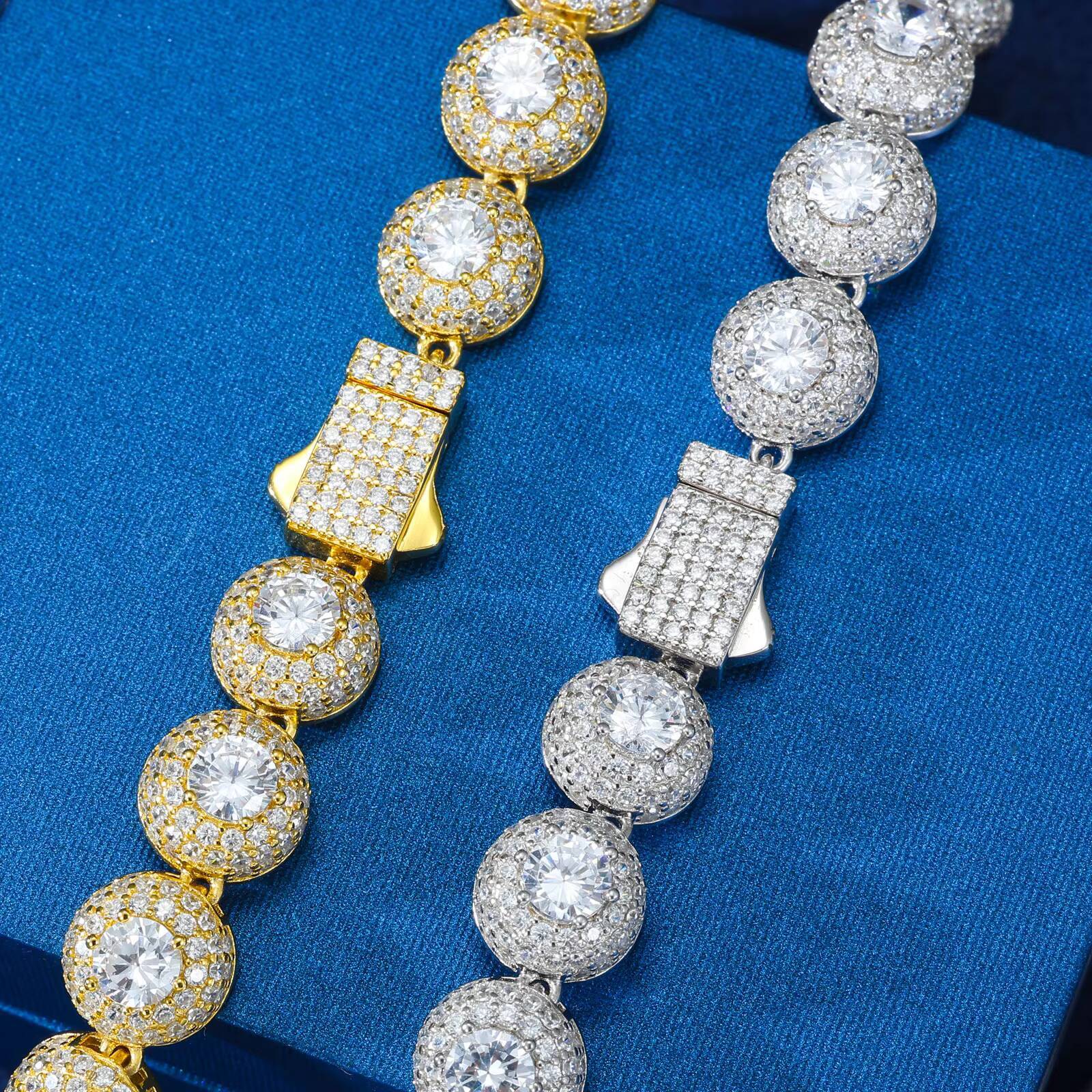 Fashion Hip Hop Jewelry 10mm 925 Sterling Silver Micro Paved VVS Moissanite Diamond Iced Out Halo Tennis Chain for Men