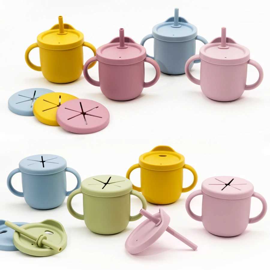 1PC Baby Learning Drinking Cup with Double Handle Portable Leakproof Infant Water Cups Bottle Baby Food Box Snack Cup X2508061
