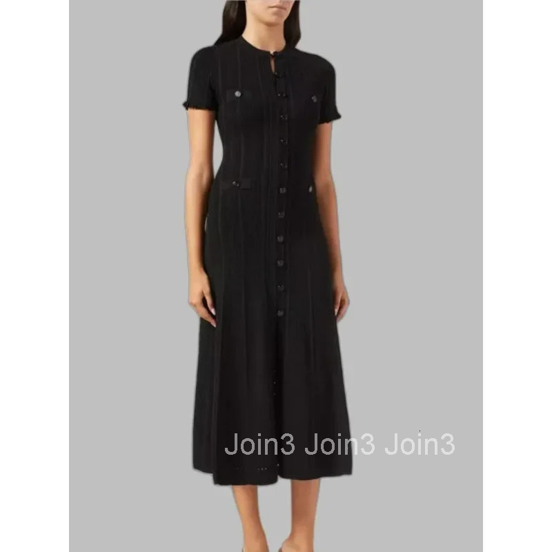 DS Home New Style Slim Fit Knitted Dress Fashionable Hollow out Lace Sleeve Ankle Length Empire Waist Midi Dress