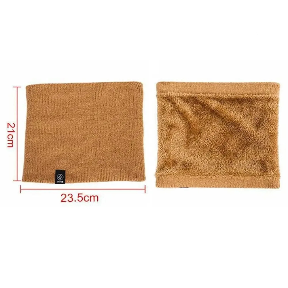 Unisex Solid Cashmere Plush Warm Winter Ring Scarf Women Men Knitted Full Face Mask Snood Neck Scarves Bufanda Thick Muffler 250806