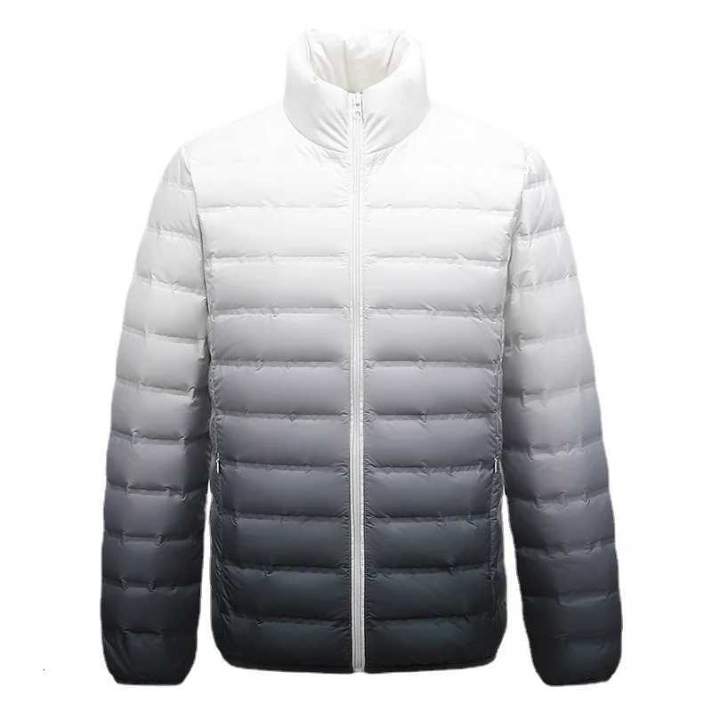 Man Top Quality Autumn Winter Novel Gradient Jacket 90% Duck Down Ultra Light Spring Jacket Stand Collar Outerwear Sporty Coat W250806