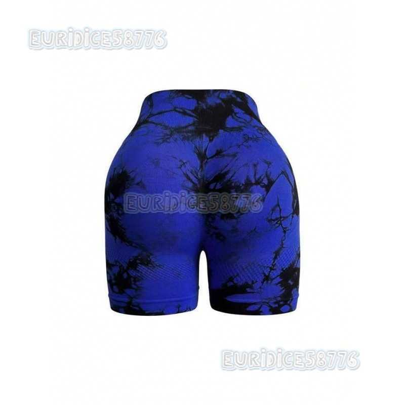 2024 New Tie-dye Peach Hip Yoga Shorts Seamless Yoga Pants Running Fitness Pants Sports Shorts for Women H250806