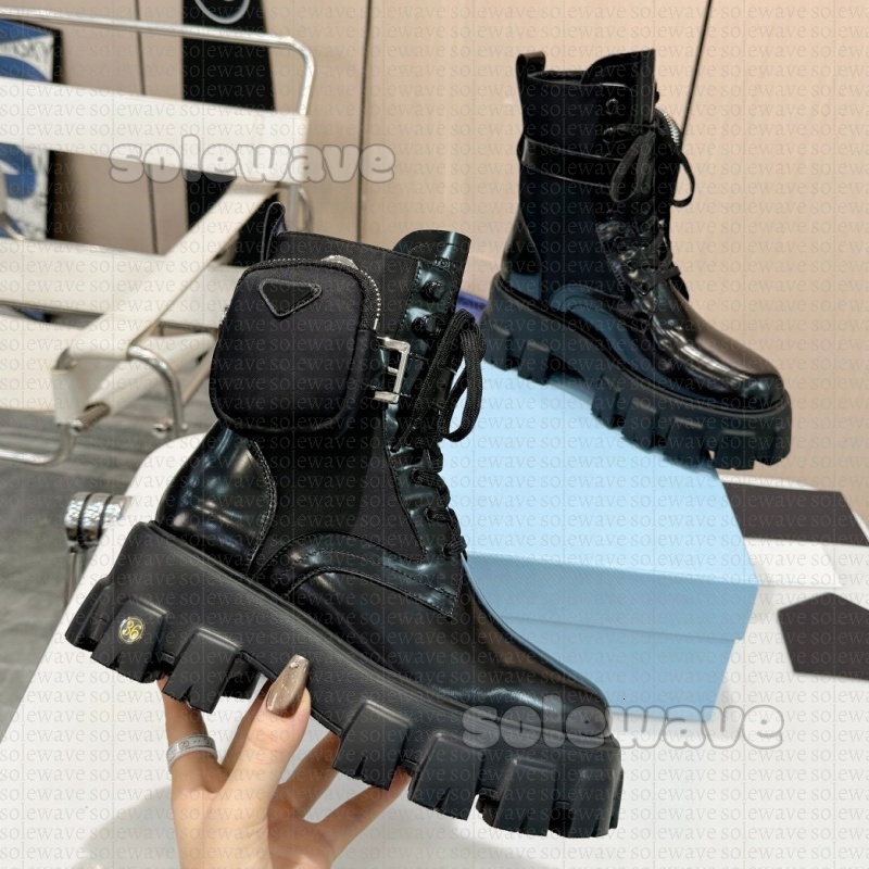 Designer boots Monolith Loafers Womens Boots Triangle Black Shoes Short Boots Casual Shoes Ladies Chocolate Brushed Leather Loafers Increase Platform Sneakers