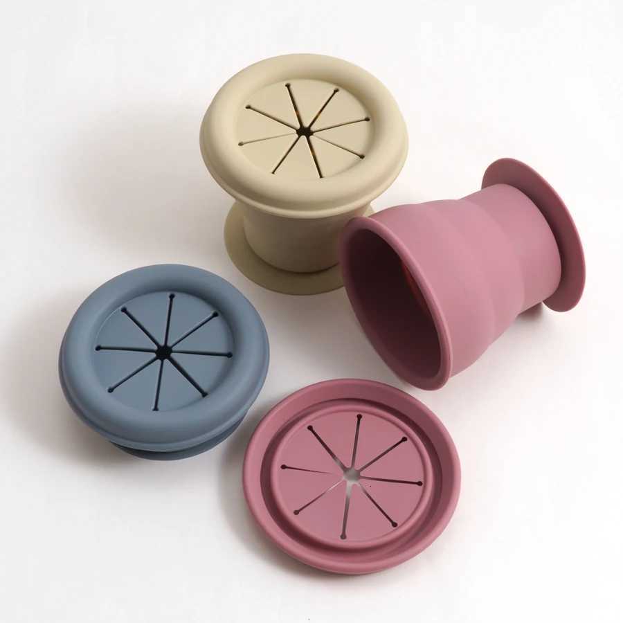 Portable Baby Soft Silicone Feeding Cups Drinkware Newborn Learning Cups Food Grade Snack Cup Container With Sucker Baby Supplies X250806