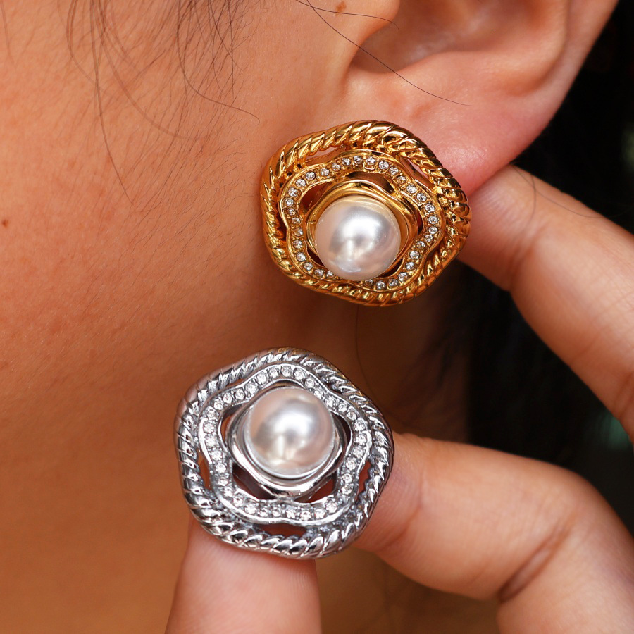 Stainless Steel Geometric Petal Women's Earrings Free Shipping Designer Luxury Jewelry Retro Spiral Pattern Earrings Gold-plated Colored Ear Acce