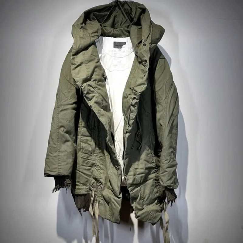 Men Wizard Hat Thickened Warm Down Jackets Mid Length Down Coat Male W250806