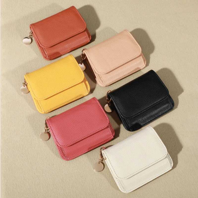 Solid Wallet Color Coin Card Key Lipstick Multicolor PU Leather Purse Casual Cowhide Mini Purse For Ladies XJ250806
