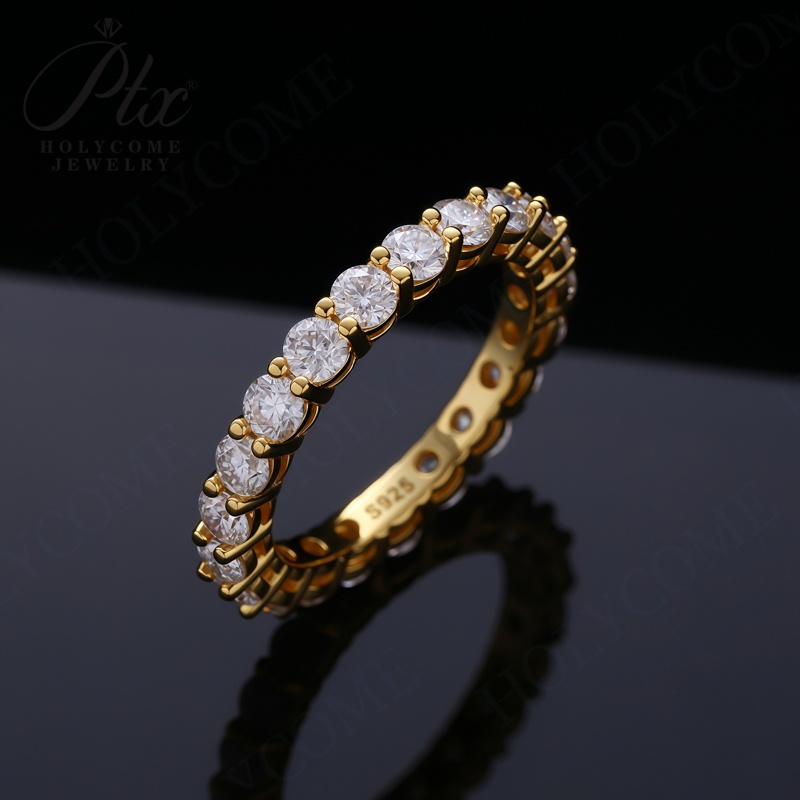 3MM Moissanite Full Circle Row Diamond Ring 925 Sterling Silver Pass Diamond Test For Women Wedding Fine Jewelry Engagement Eternity Bands
