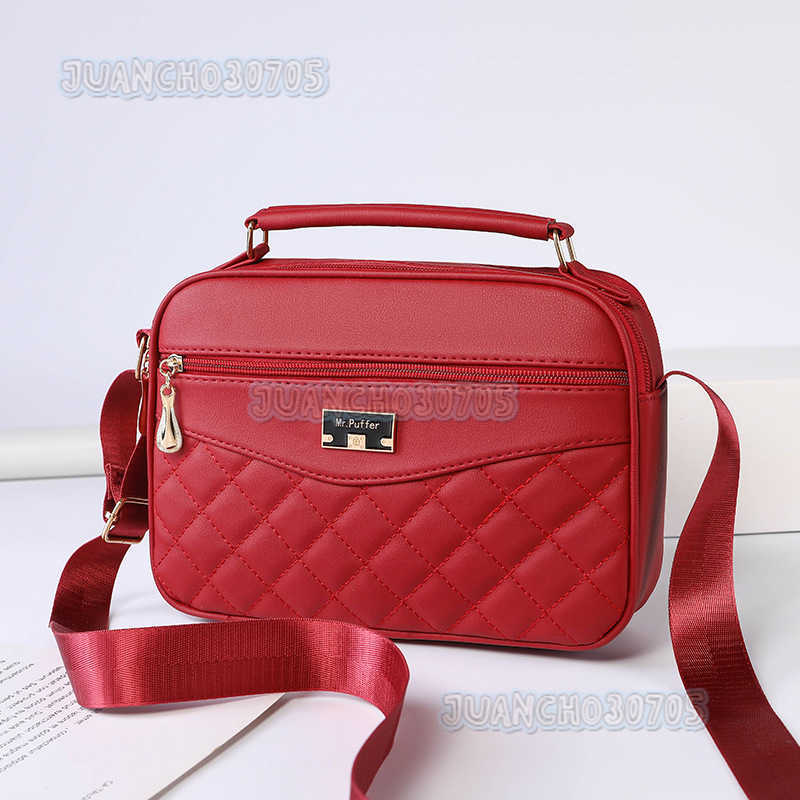 Womens Bag 2025 New Quilted Small Square Bag Fashion Pu Embroidered Crossbody Shoulder Bag for Women H250806