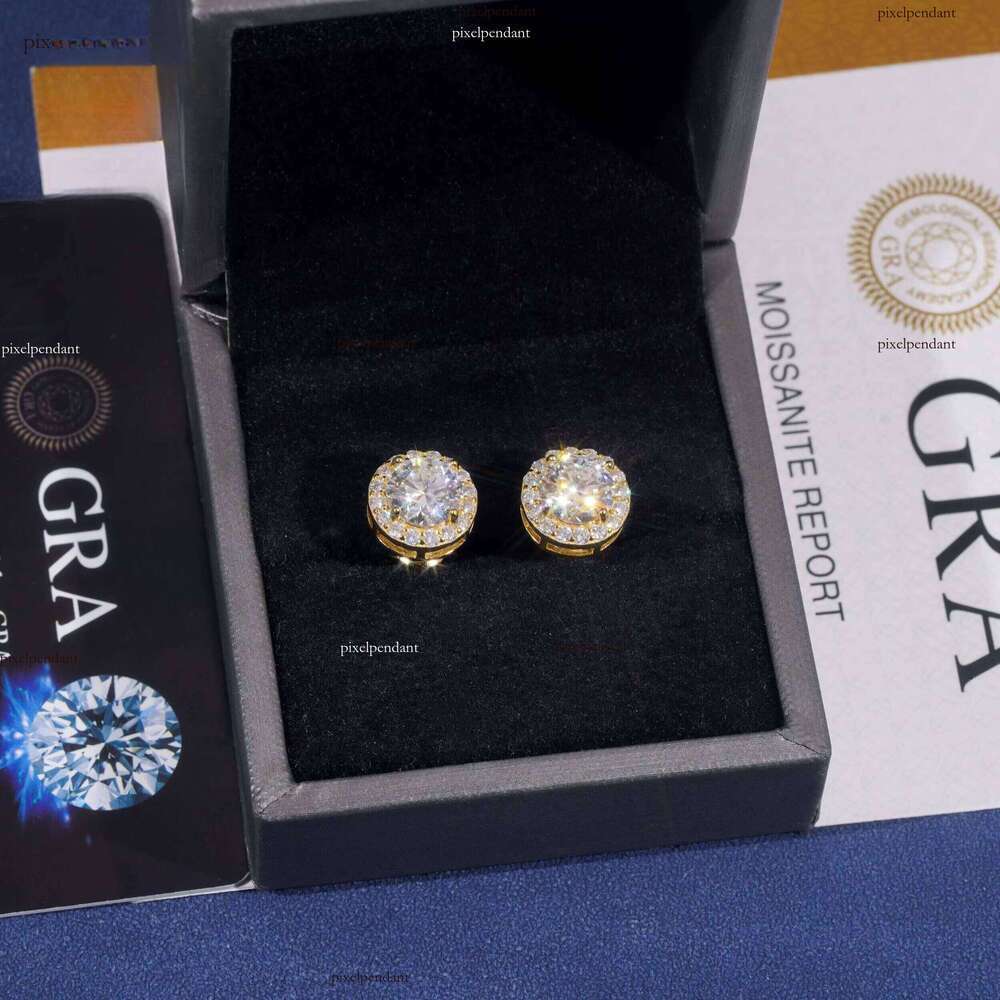 Ready to Ship Pass Tester Iced Out Boutique Hip Hop Jewelry Screw Back S VVS Moissanite Stud Women Earrings