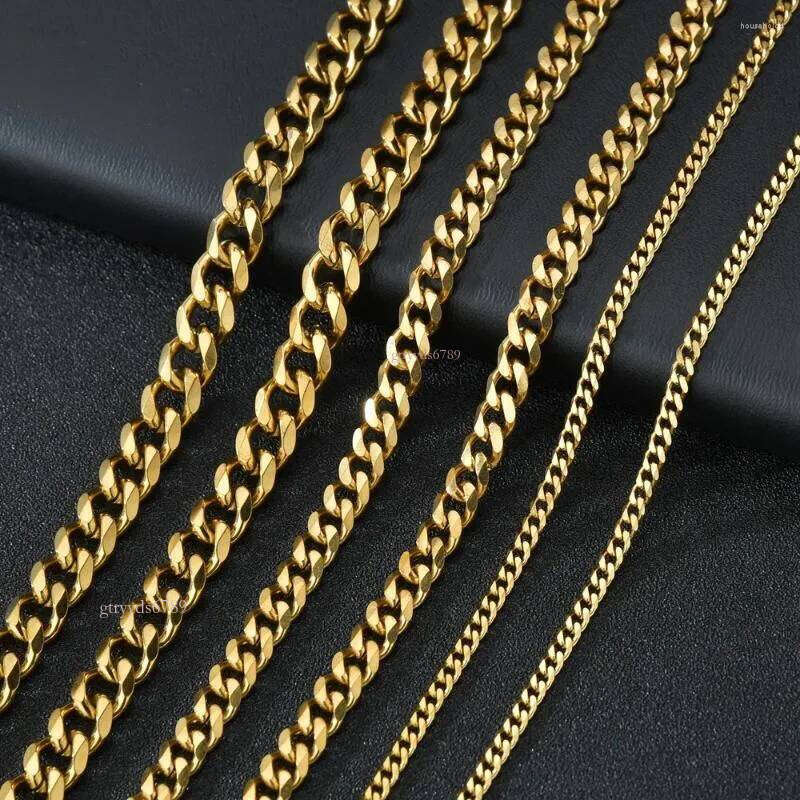 Chains Punk Stainless Steel Necklace Curb Cuban Necklaces For Men Women Black/Gold/Sier Color 3/5/7mm Link Chain Chokers Solid Metal