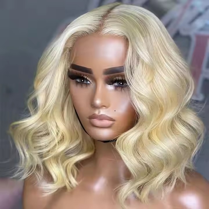 613 Hd full lace Wigs Human Hair 5x5 Lace Closure front Wig raw virgin body wave Blonde Pretic Plucked Glueless wavy bob Wig natura Human Hair Wigs