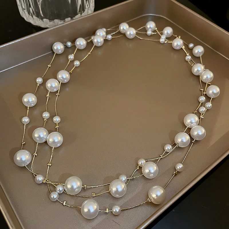 South Korea Temperament Niche Design Exquisite Gentle Long Pearl Necklace Sweater Chain Fashion Sweet Jewelry Accessories Y250805