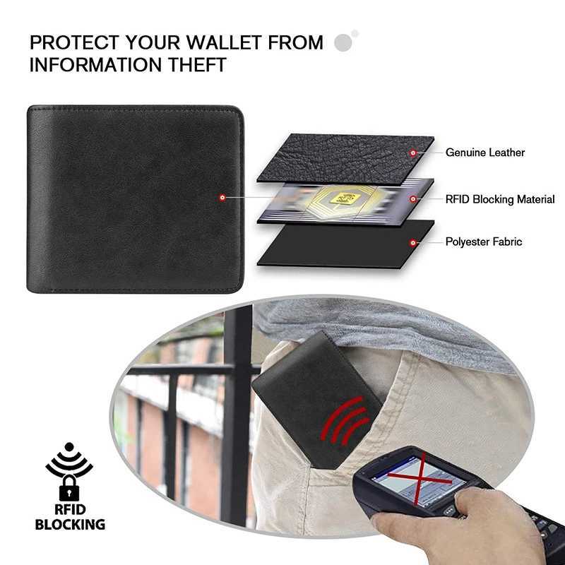 YATBEST Mens Wallet Three Fold Large Capacity 100% Genuine Leather RFID Anti Theft Brush With Coin Pocket Minimalist Money Bag XJ250806