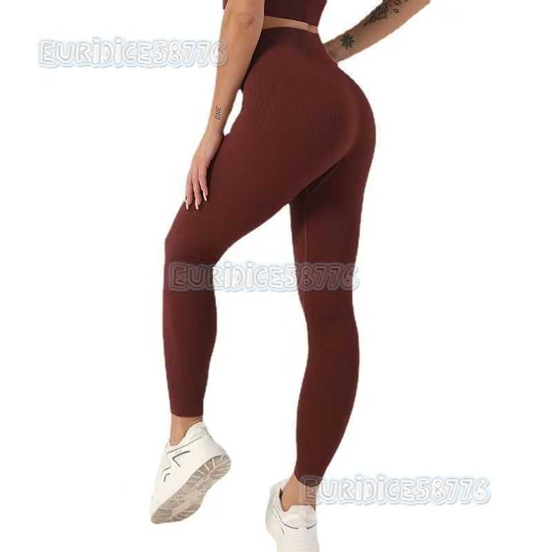 New Style Leggings for Outer Wear Spring Summer Solid Color Stretch Tight Sports Pants Yoga Fitness Threaded Long Pants High Elasticity H250806