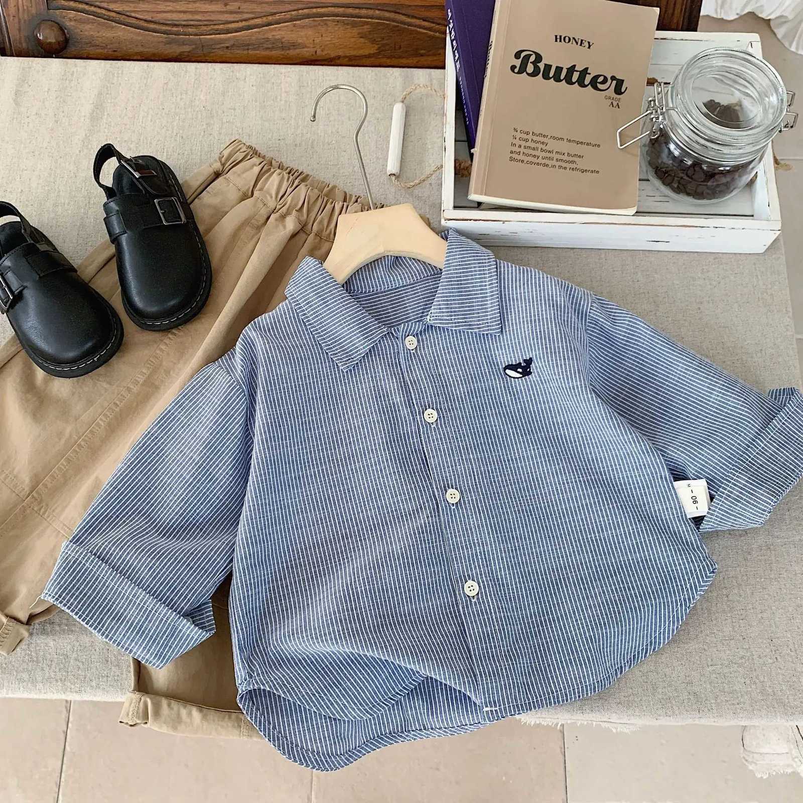 Autumn Baby Boys T-shirt Animal Embroidery Turn Down Collar Toddler Boys Tops Single Breasted Cotton Versatile Kids Boys Shirts X250806