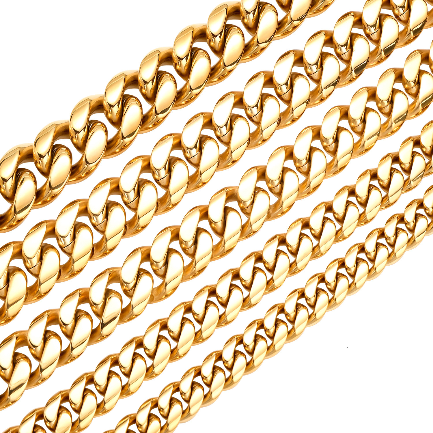 12/14/18/20/22mm Stainless Steel Hip Hop Gold Plated Cuban Chain Micro Paved Zircon Clasp Necklace Free delivery