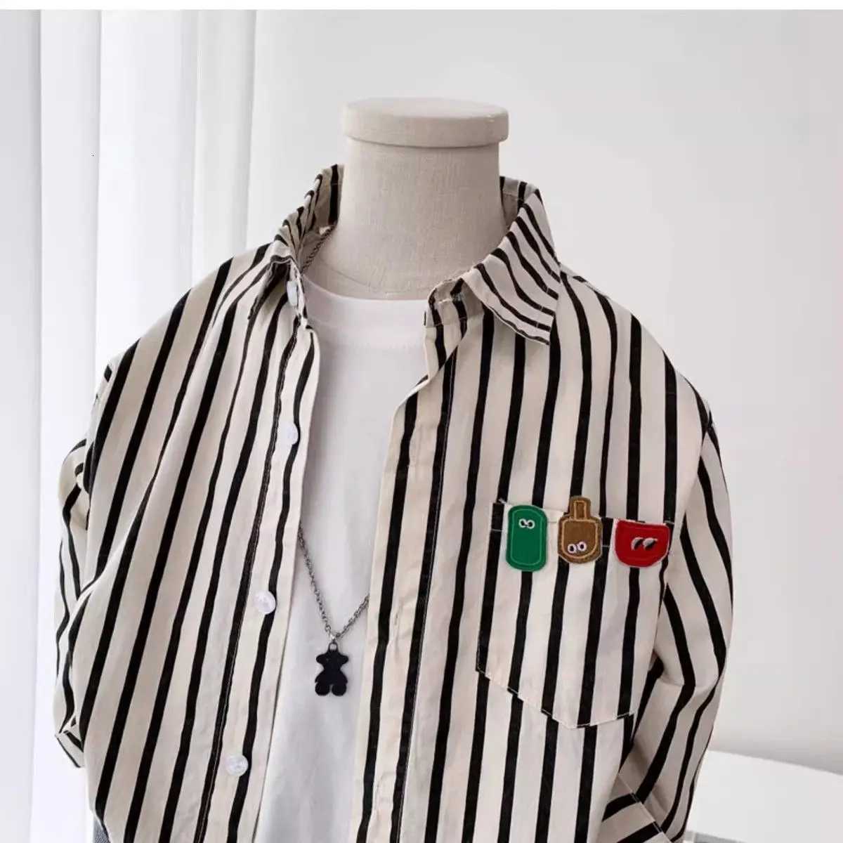 Korean Boys Striped Shirt Long-Sleeve Lightweight Stylish Cotton Thin Blouse Spring Autumn Casual Daily Kids Tops Clothes 2-6Y X250806
