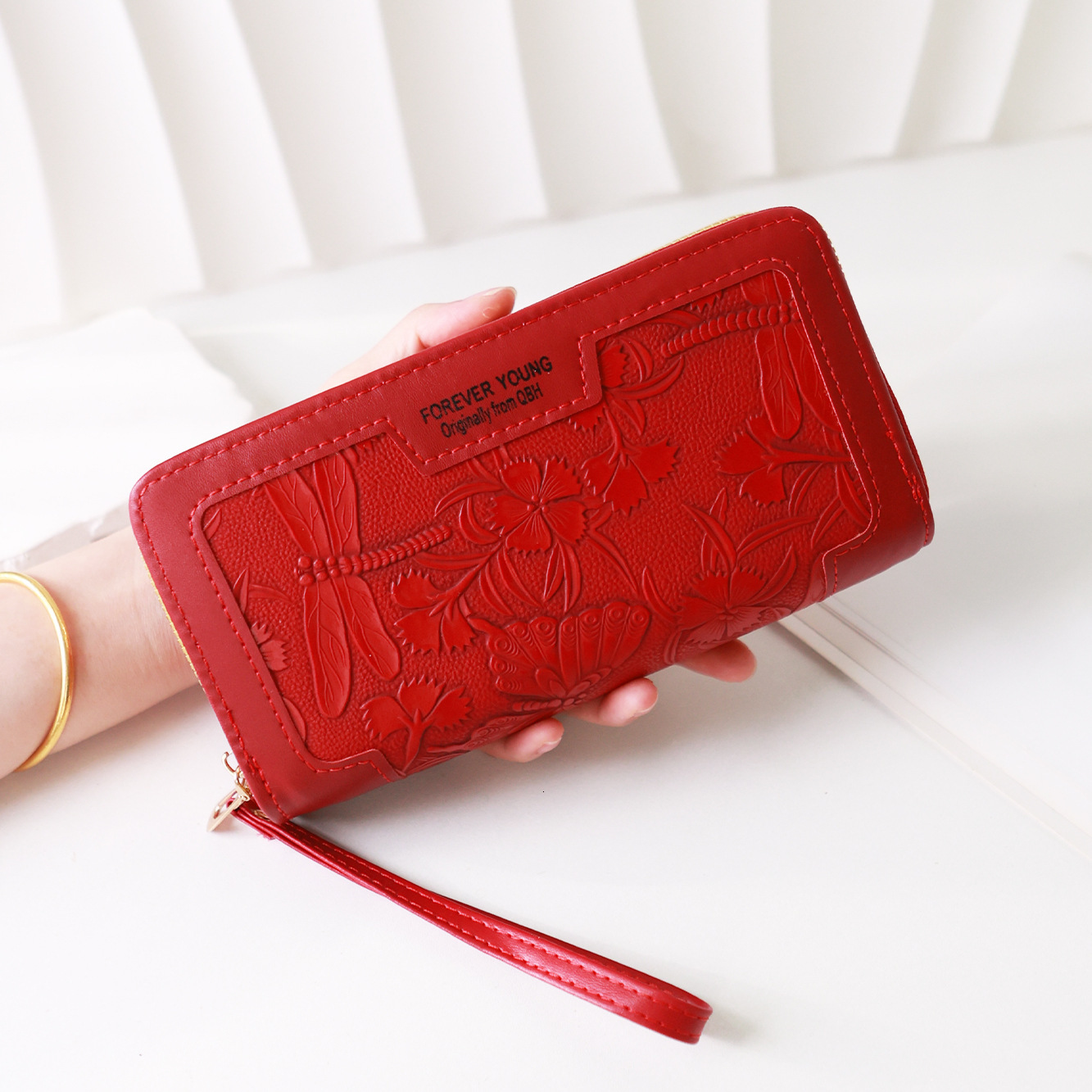 New Long Korean Fashion Embossed Double Zipper Clutch Large Capacity Wallet Women's Phone Bag