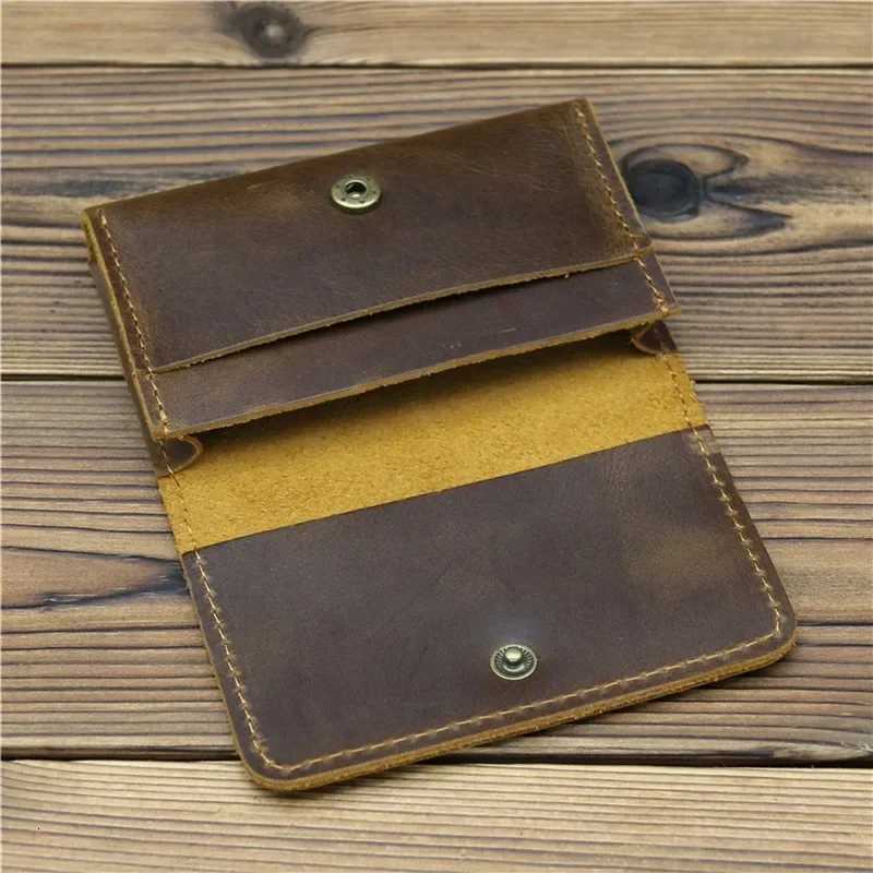 Handmade Vintage Leather Men Wallet Men Purse Cowhide Leather Short Card Wallet for Men Money Clips Money Bags New XJ250806