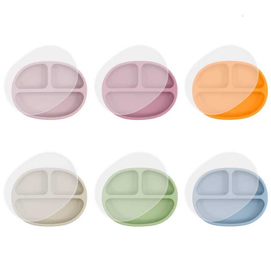 1PCS Baby Silicone Dishes Plate Kids Feeding Plate Sucker Bowl Solid Color Children Dishes Toddler Training Baby Tableware X250806