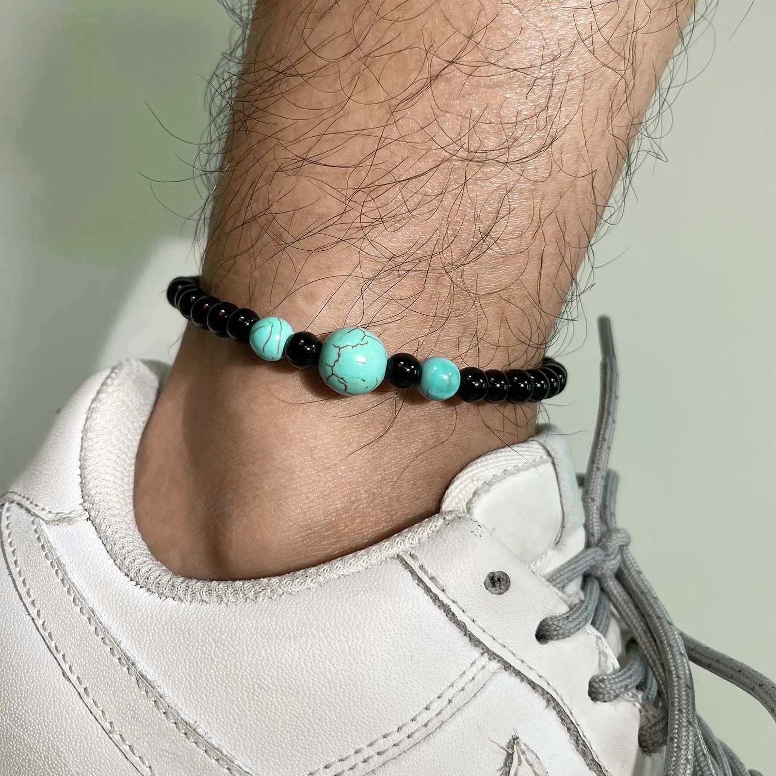 Ankle for Men Handmade Braided Black Rope Chain Anklets Gift for Man Boys Casual Summer Beach Holiday Surfer Jewelry Y250805
