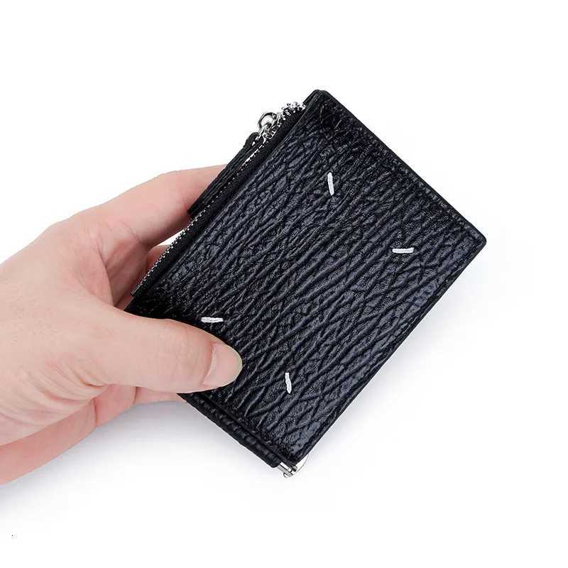 2025 New Genuine Leather Dollar Clip Wallet Ultra Thin Bifold Unisex Card Holder Fashion Zip Cowhide Coin Purse for Men WomenXJ250806