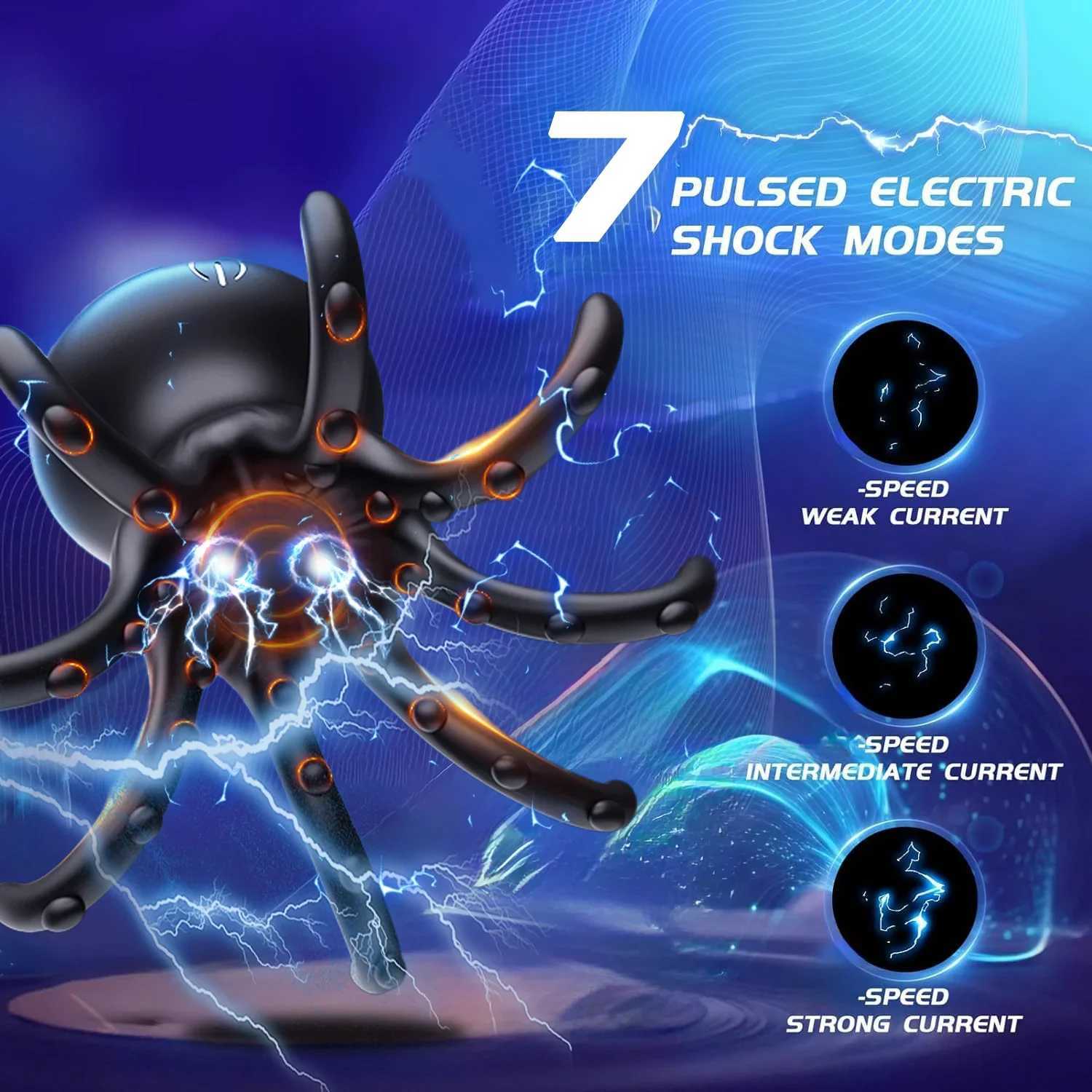 Electric Shock Male Vibrator Penis Glans Stimulator with 9 Vibrations Delay Training Exerciser Extender for Male Masturbation XJ250806