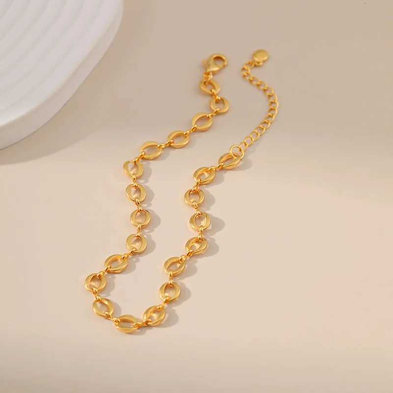 Copper Plated 18K Gold Round European And American Metal Texture O Chain Design Simple Chain Anklet Women Romantic Jewelry Y250805