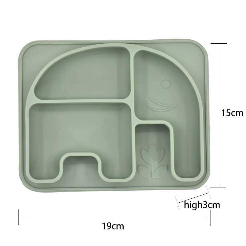 Baby Dish Food Grade Silicone Anti-Slip Plate for Toddler Self-Feeding Suction Bowl Cute Cartoon Elephant Tableware Baby Supplies X250806