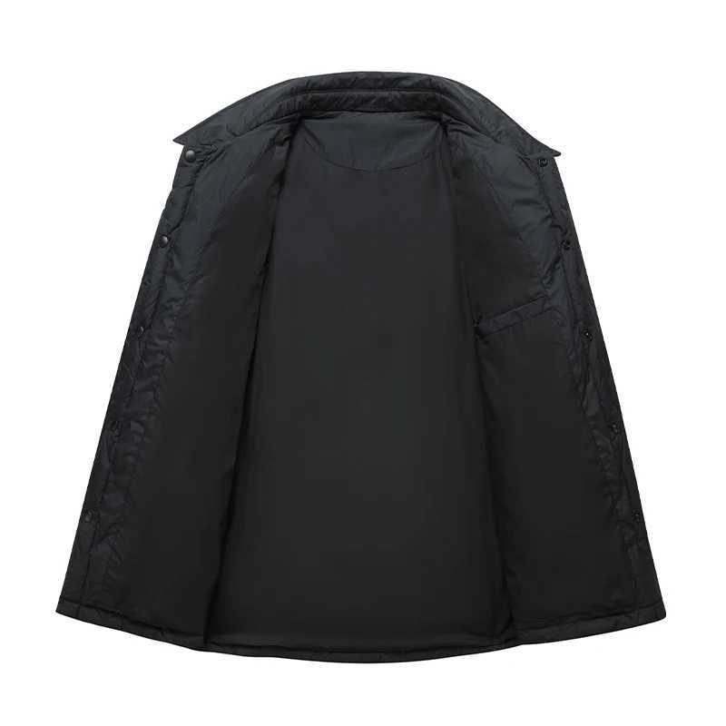 Winter Men Casual Lapel Windproof Duck Down Parka Jacket Coat Men Diamond Plaid Pocket Button Parka Male Overcoat Outerwear Parka W250806