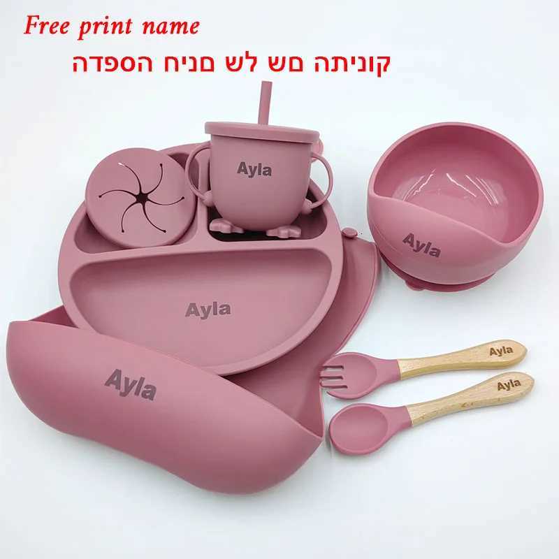 Personalized Name Tableware For Kids Silicone Suction Cup Plate Bowl Baby Feeding Set Children Dinner Dishes Bowl Spoon Cup X250806