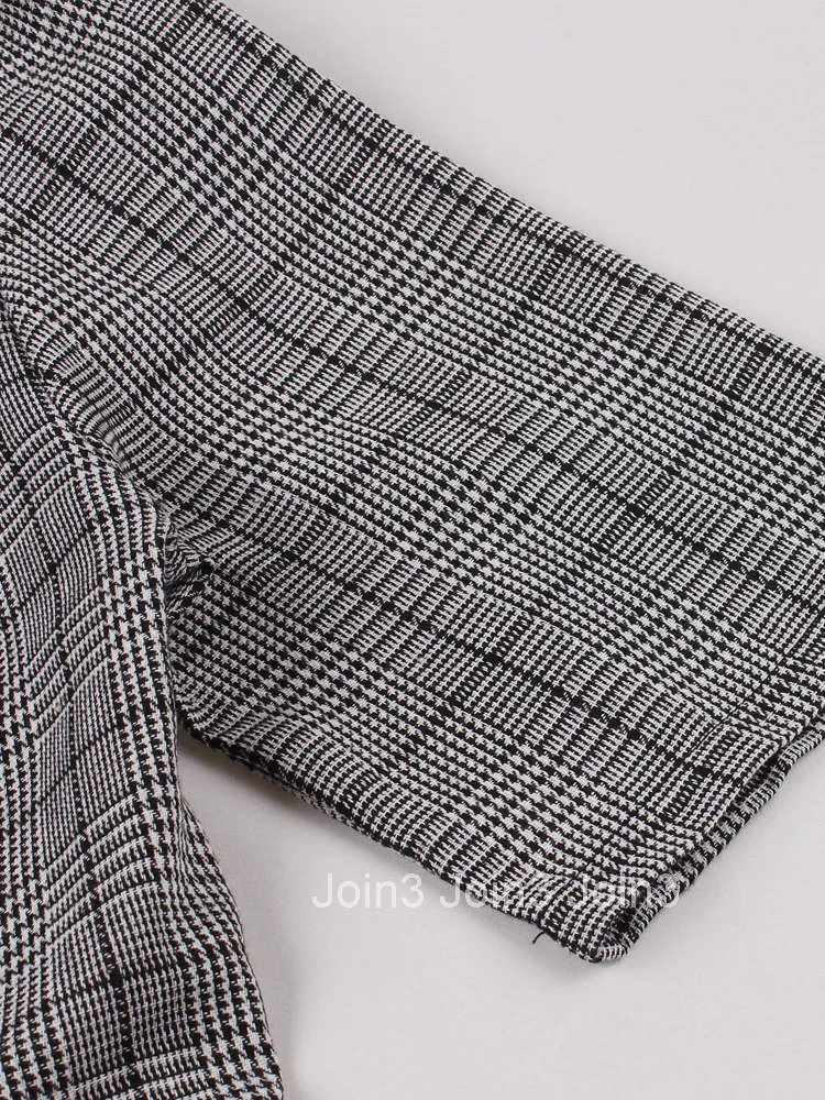 Elegant Vintage Half Sleeve Pocket Swing Dress Turn Down Collar Button Up Clothes for Women Spring 50s Summer Plaid Dresses